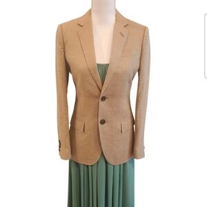 J.Crew Women 4 Irish Linen Baird McNutt Ludrow Modern Slim Tan Tailored Blazer